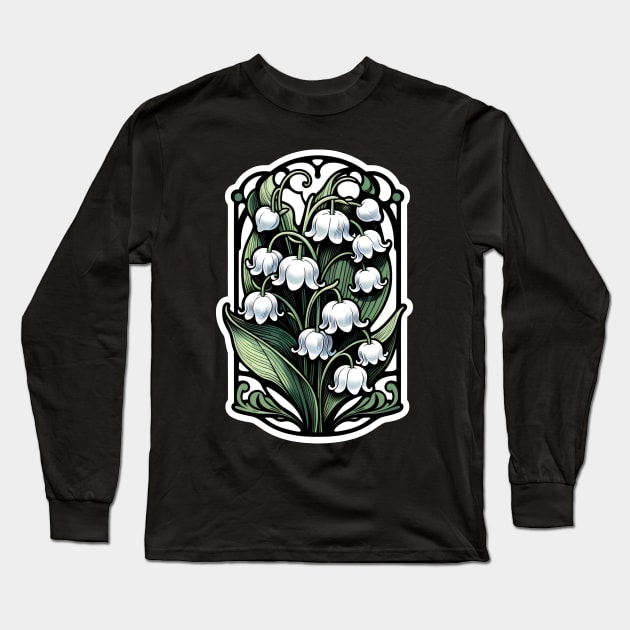 art nouveau sweet pea may Birth Month Flower Long Sleeve T-Shirt by OddHouse